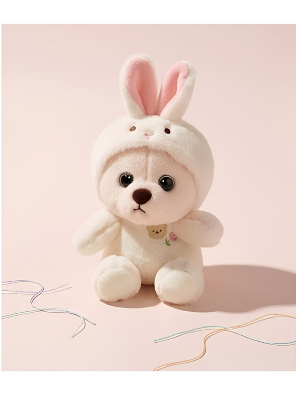Cute White Bear Plush in Bunny Costume – Soft Teddy Bear Toy with Rabbit Hood – Premium Stuffed Animal for Kids ST11064