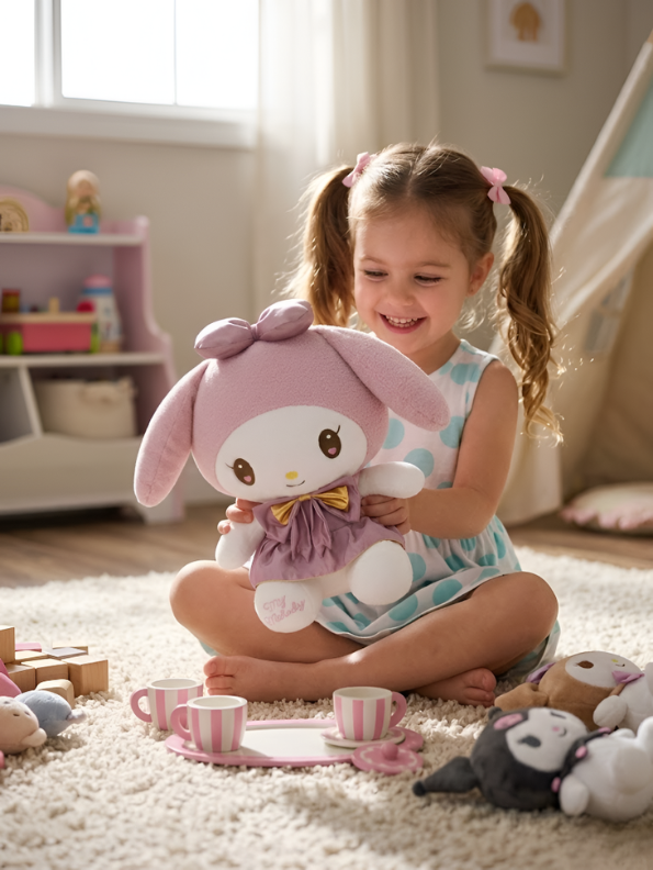 My Melody Plush Toy – 10-Inch Authentic Sanrio Stuffed Animal with Pink Dress & Gold Bow ST16643