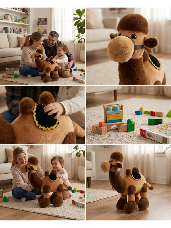 Camel Plush Toy – 8-Inch Premium Realistic Stuffed Animal with Decorative Saddle – Soft Desert Dromedary Toy for Kids  ST14746