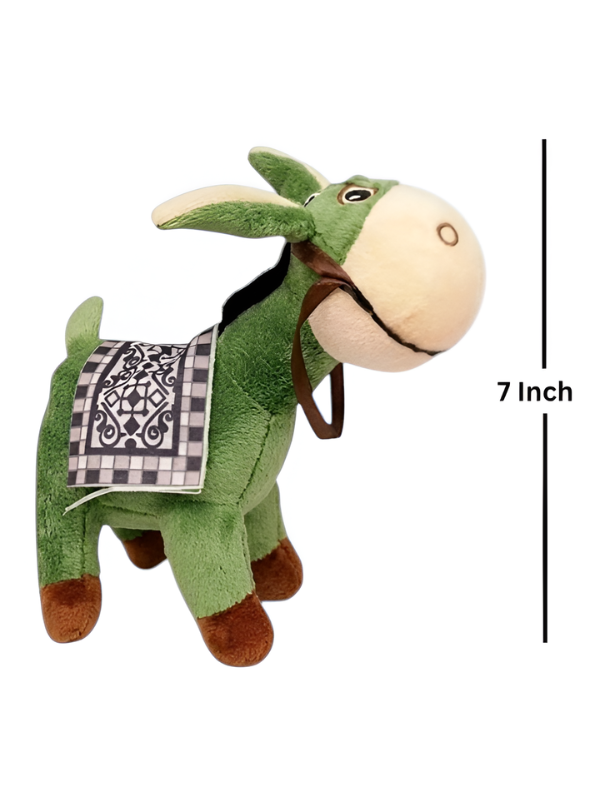 Green Donkey Soft Toy with Decorative Saddle – Cute 7-Inch Plush Burgundy Stuffed Farm Animal Plushie for Kids & Toddlers ST13195.