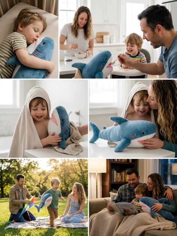 Shark Toy – 15-Inch Plush Soft Blue Great White Stuffed Animal for Kids, Toddlers & Ocean-Themed Nursery Decor Gift ST15570