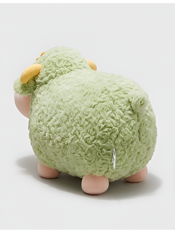 Sheep Plush Toy – 10-Inch Cute Green Fluffy Lamb Soft Stuffed Animal with Flower Accent, Kawaii Lamb Pillow Plushie Gift for Kids and Toddlers ST11470