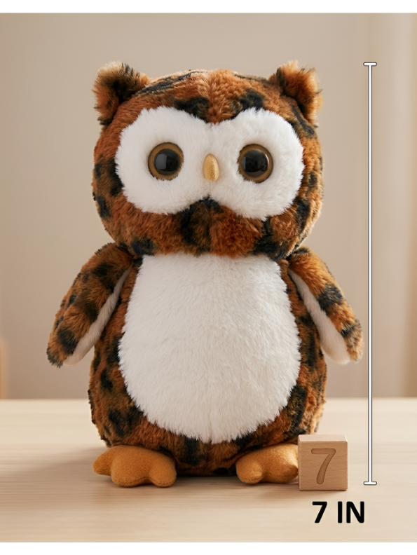 Horned Owl Plush Soft Toy – 7-Inch Brown Great Super Soft Stuffed Animal for Kids, Toddlers & Nurseries – Realistic Bird Plushie Gift ST15924
