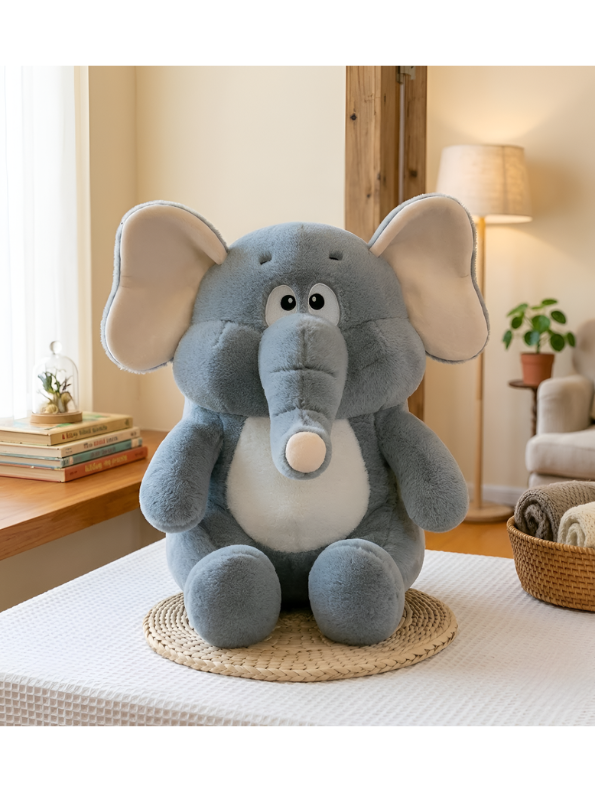 Grey Plush Elephant – 15-Inch Soft & Cuddly Stuffed Animal Toy for Kids and Toddlers, Premium Quality ST14496
