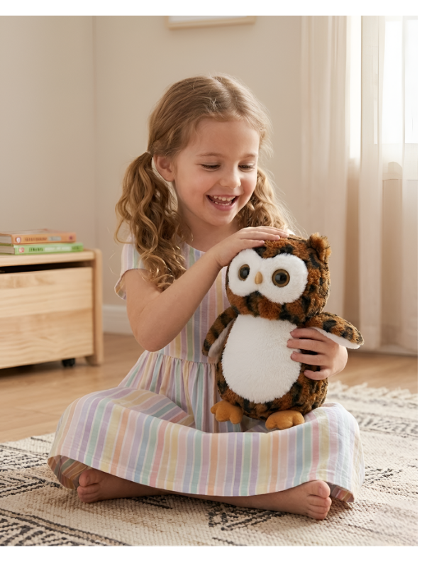 Horned Owl Plush Soft Toy – 7-Inch Brown Great Super Soft Stuffed Animal for Kids, Toddlers & Nurseries – Realistic Bird Plushie Gift ST15924