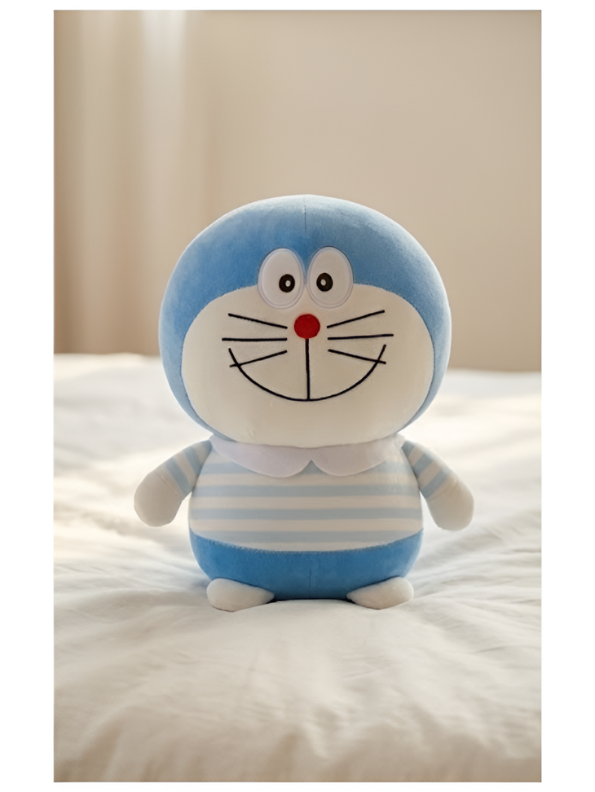 Doraemon Premium Plush Toy – Soft Stuffed Animal with Striped Shirt, Perfect Gift for Kids and Anime Fans (Blue/White) ST9546