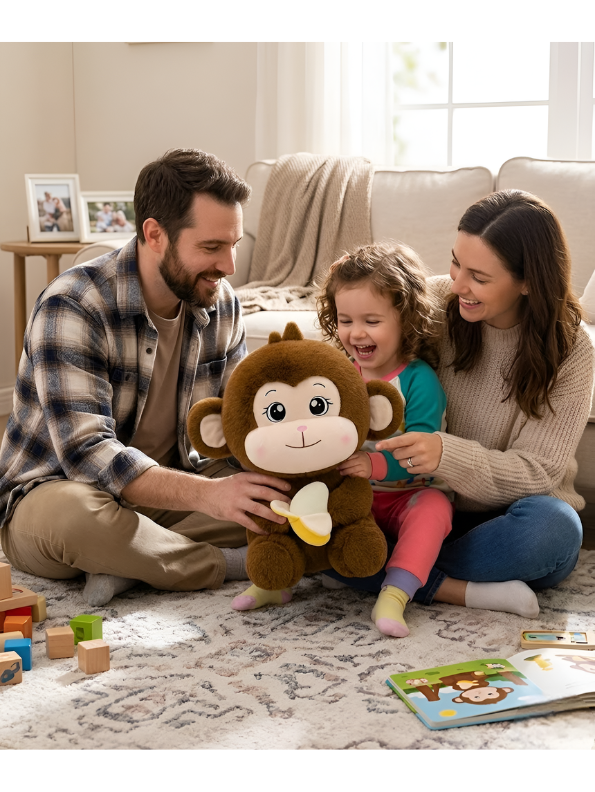 Monkey Plush Toy with Banana – 45cm Sitting Ultra-Soft Stuffed Animal for Kids, Cute Brown Nursery Décor, ST14463
