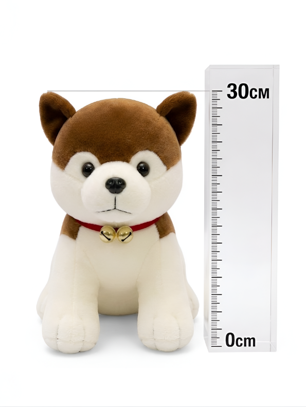 Shiba Inu Plush Toy – 30cm Cute Brown & White Kawaii Dog Stuffed Animal with Bell Collar, Soft Mame Shiba Plush for Kids ST14632