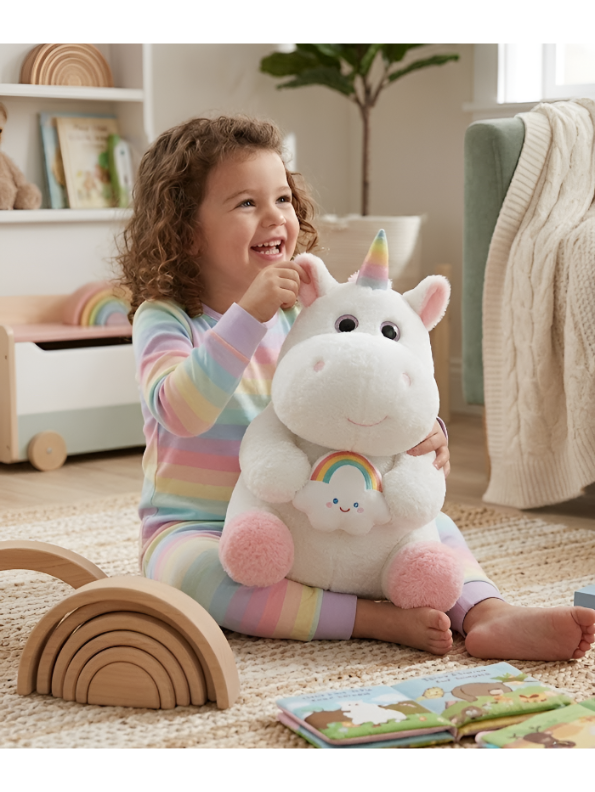 Rainbow Hippo-Unicorn Plush – 8-Inch Ultra-Soft Faux Fur Stuffed Animal with Rainbow Cloud – Cute Mythical Creature Toy for Kids and Toddlers ST13212