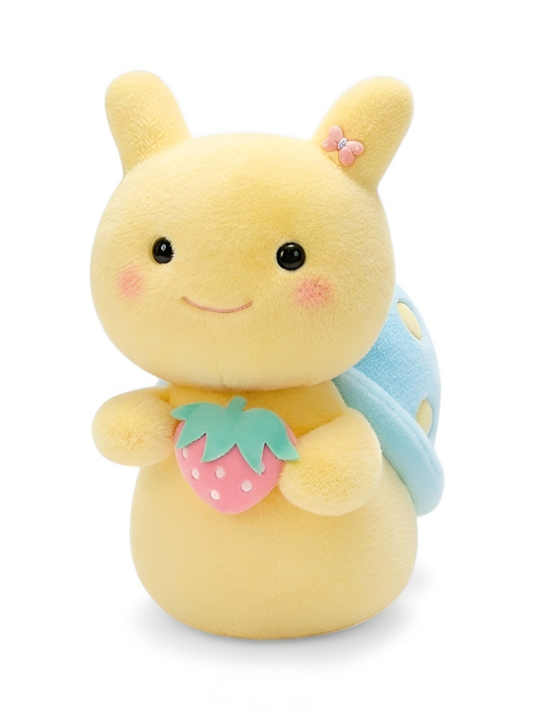 Strawberry Snail Plush Toy – 10 Inch Ultra-Soft Stuffed Animal for Kids, Adorable Yellow & Blue Pastel Nursery Décor, Cute Collectible Gift for Babies & Children ST14161