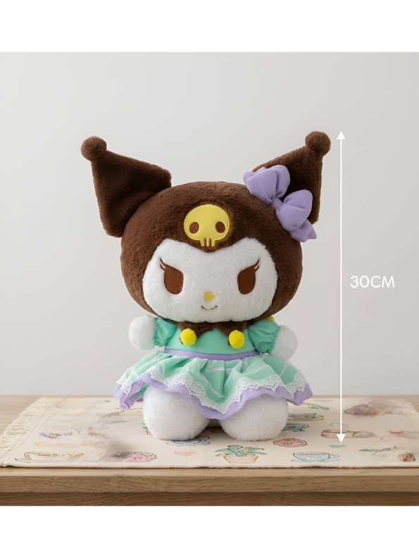 Official Sanrio Kuromi Plush Doll – 30cm Collector’s Edition in Pastel Green Lace Dress – Brown & Purple Soft Stuffed Toy ST15976