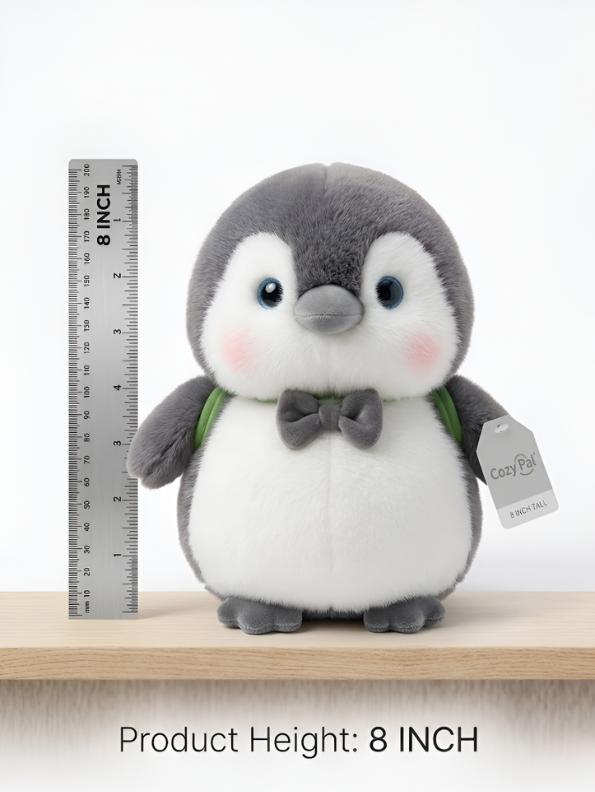 Penguin Toy with Bow Tie & Backpack – CozyPal 8-Inch Plush Ultra-Soft Stuffed Animal for Toddlers and Kids ST16672