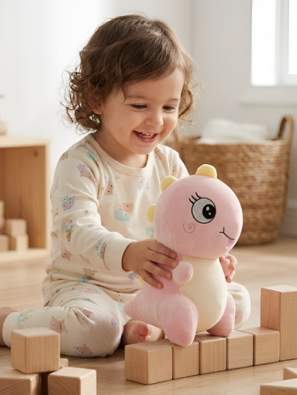 Pink Dinosaur Plush Toy – 7-Inch Soft Stuffed Animal Dino with Cute Embroidery – Small Kawaii Dinosaur Doll for Toddlers, Kids ST14707