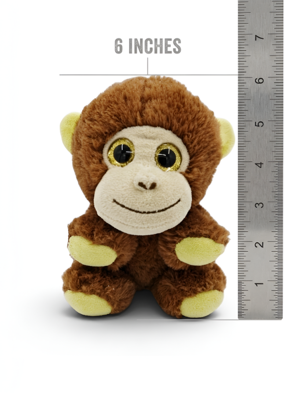 Monkey Toy – 6-Inch Adorable Plush Soft Brown Stuffed Animal with Glitter Eyes – Cute Jungle Themed Gift for Kids, Toddlers ST14952