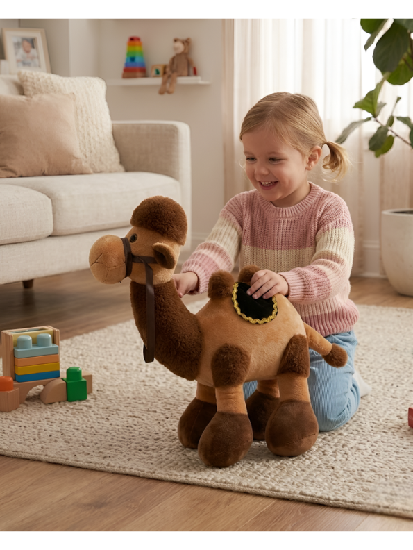 Camel Plush Toy – 8-Inch Premium Realistic Stuffed Animal with Decorative Saddle – Soft Desert Dromedary Toy for Kids  ST14746