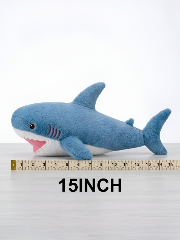 Shark Toy – 15-Inch Plush Soft Blue Great White Stuffed Animal for Kids, Toddlers & Ocean-Themed Nursery Decor Gift ST15570