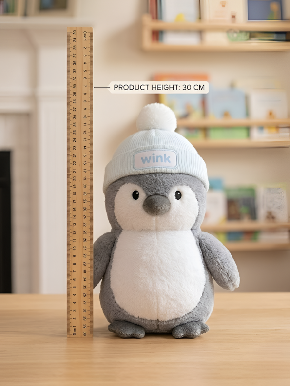 Premium Penguin Plush Soft Toy with Fishing Rod & Beanie (30 CM) – Cute Stuffed Animal for Kids, Gifts & Collectors ST15883