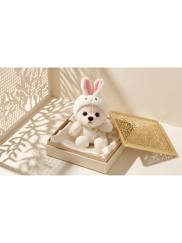 Cute White Bear Plush in Bunny Costume – Soft Teddy Bear Toy with Rabbit Hood – Premium Stuffed Animal for Kids ST11064