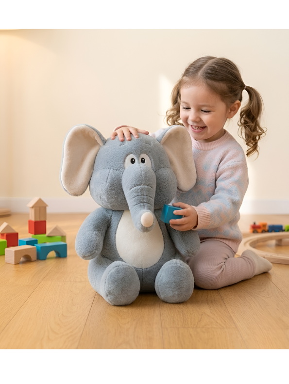 Grey Plush Elephant – 15-Inch Soft & Cuddly Stuffed Animal Toy for Kids and Toddlers, Premium Quality ST14496