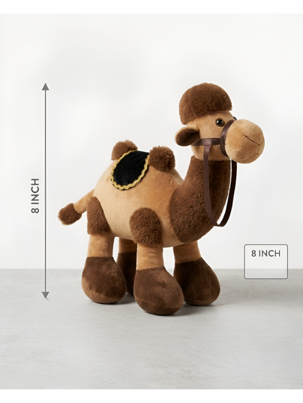Camel Plush Toy – 8-Inch Premium Realistic Stuffed Animal with Decorative Saddle – Soft Desert Dromedary Toy for Kids  ST14746