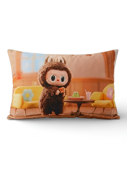 POP MART Labubu Plush Pillow – Cute Brown Monster Decorative Cushion for Sofa & Bedroom ST11441