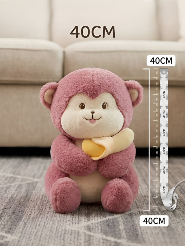 Monkey Soft Toy with Banana – Premium 40CM Plush Pink Ultra-Soft Kawaii Stuffed Animal for Kids, Toddlers & Nursery Decor Gift ST14535