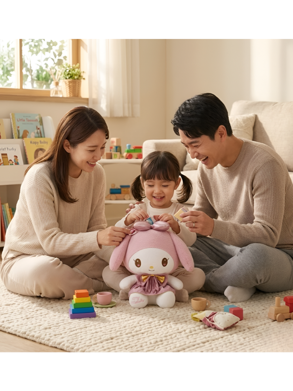 My Melody Plush Toy – 10-Inch Authentic Sanrio Stuffed Animal with Pink Dress & Gold Bow ST16643