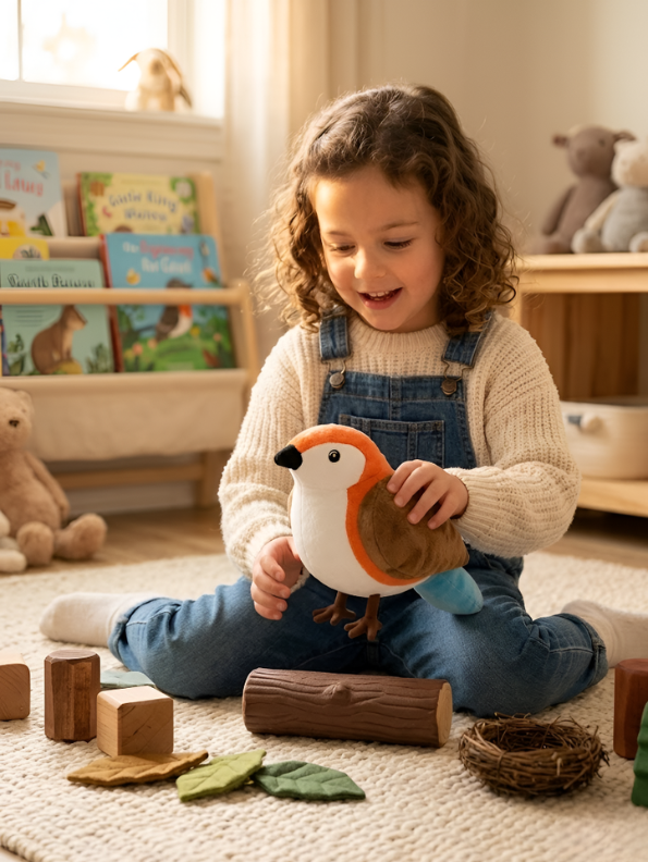 Robin Plush Toy – 10-Inch Premium Soft Stuffed Animal Bird for Toddlers, Realistic Forest Friend Nursery Decor and Educational Play ST16478