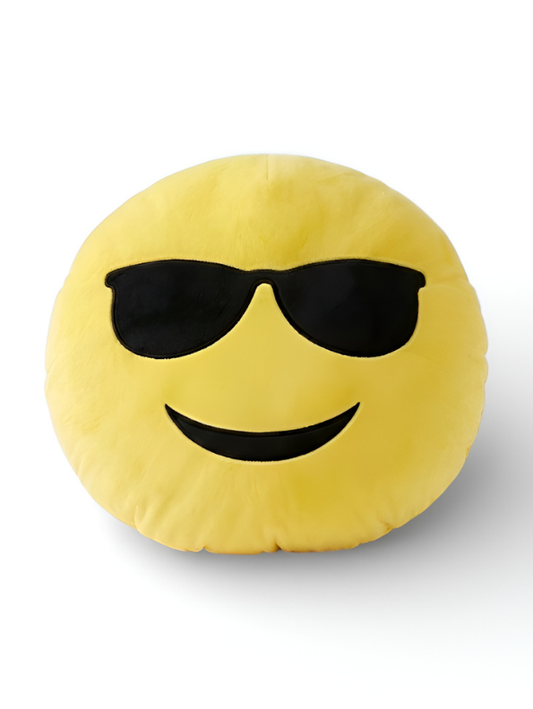 Cool Sunglasses Emoji Plush Pillow – Yellow Smiley Face Soft Toy Cushion for Kids, Bedroom Decor & Gifts ST11443