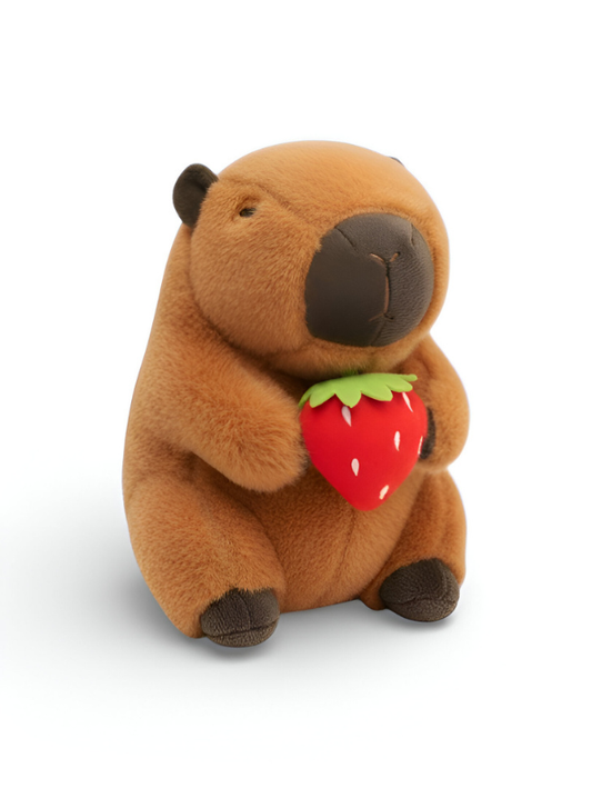 Capybara Plush Toy with Strawberry – 8-Inch Cute & Soft Toy Stuffed Animal Gift for Kids & Capybara Lovers ST15975