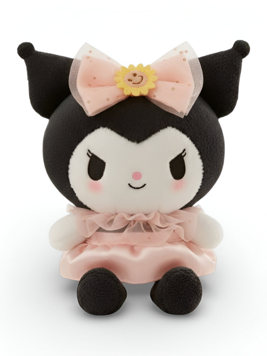 Sanrio Kuromi Plush 8-Inch Soft Toy – Pink Floral Dress & Sunbow Edition | Official Kuromi Stuffed Animal Gift for Kids & Collectors ST15956
