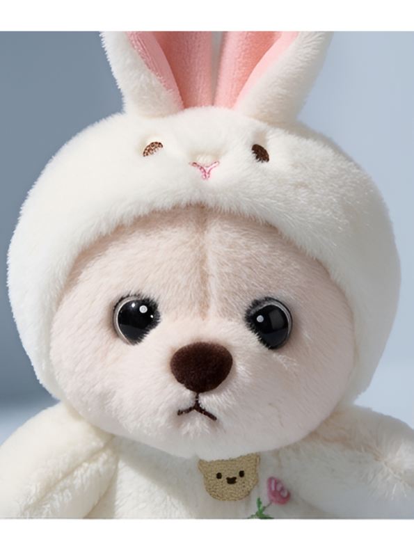 Cute White Bear Plush in Bunny Costume – Soft Teddy Bear Toy with Rabbit Hood – Premium Stuffed Animal for Kids ST11064