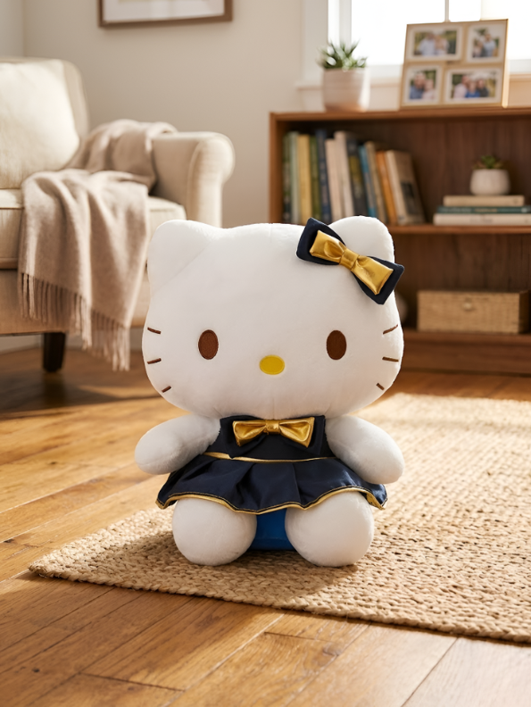 Hello Kitty 40cm Limited Edition Collector’s Plush Doll – Navy Blue Dress with Metallic Gold Bow, Premium Soft Toy for Kids & Collectors ST16372