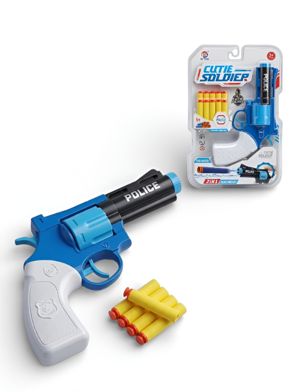 Blue Police Rifle Toy Gun with Soft Bullets – Safe Role Play Shooter for Kids LMI11213.