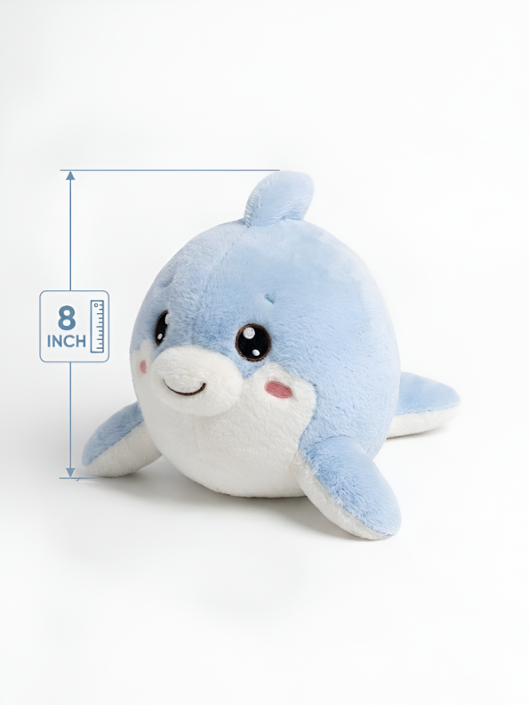 Blue Dolphin Plush Toy – 8-Inch Cute Soft Stuffed Ocean Animal Pillow for Kids and Toddlers, Adorable Nursery Décor and Birthday Gift ST14128