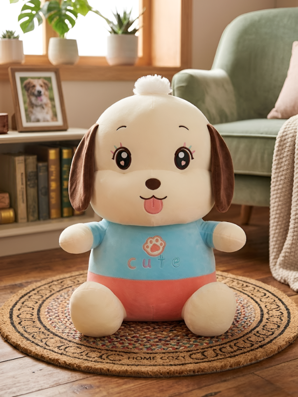 Puppy Dog Toy – 12-Inch Soft Plush Premium Cuddly Stuffed Animal with Blue Shirt & Pink Pants, Cute Plushie for Kids, Toddlers & Gift ST13992