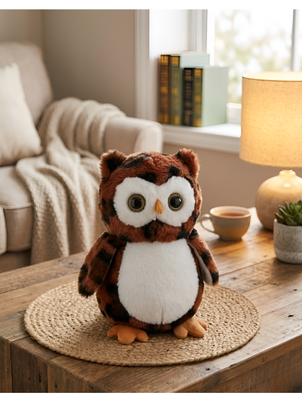Horned Owl Plush Soft Toy – 7-Inch Brown Great Super Soft Stuffed Animal for Kids, Toddlers & Nurseries – Realistic Bird Plushie Gift ST15924