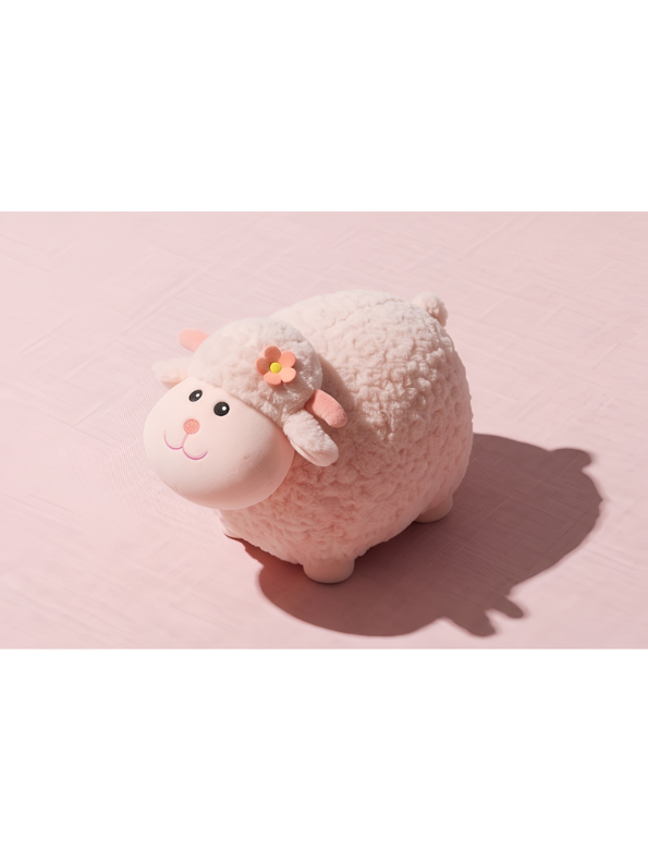 Sheep Plush Toy – 10-Inch Cute Pink Fluffy Lamb Soft Stuffed Animal with Flower Accent, Kawaii Lamb Pillow Plushie Gift for Kids and Toddlers ST11470