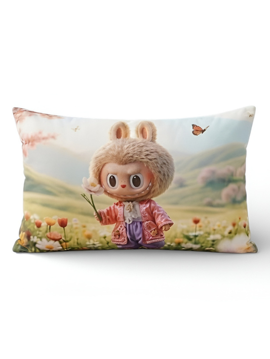 Labubu Cute Bunny Monster Plush Throw Pillow – Soft Rectangular Lumbar Cushion for Kids Room, Nursery & Living Room Decor ST11441