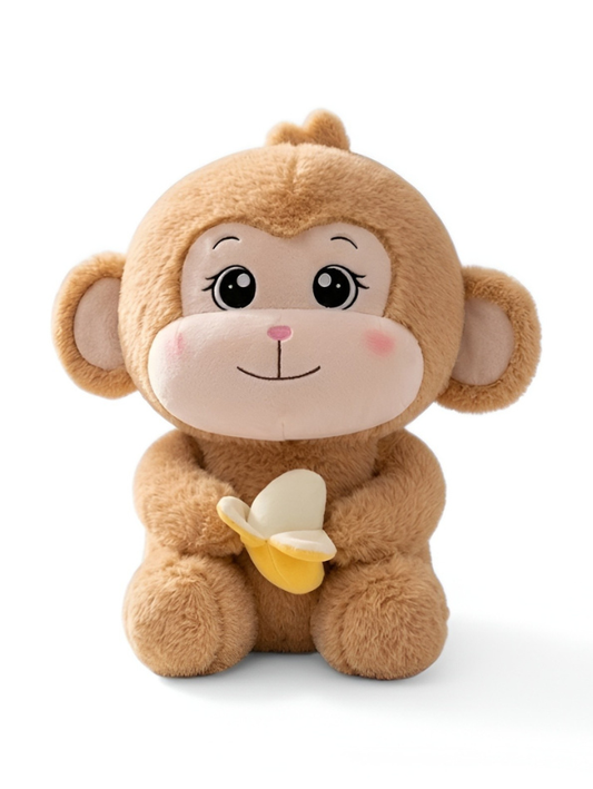 Monkey Soft Toy with Banana – 33cm Plush Adorable Light Brown Stuffed Animal for Kids & Toddlers, Ultra-Soft Cuddly Gift for Boys & Girls ST14462