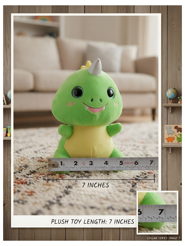 Dragon Plush Toy 7 Inch – Soft Stuffed Animal with Sparkly Unicorn Horn & Glitter Eyes, Cute Dinosaur Cuddle Buddy for Kids ST11923