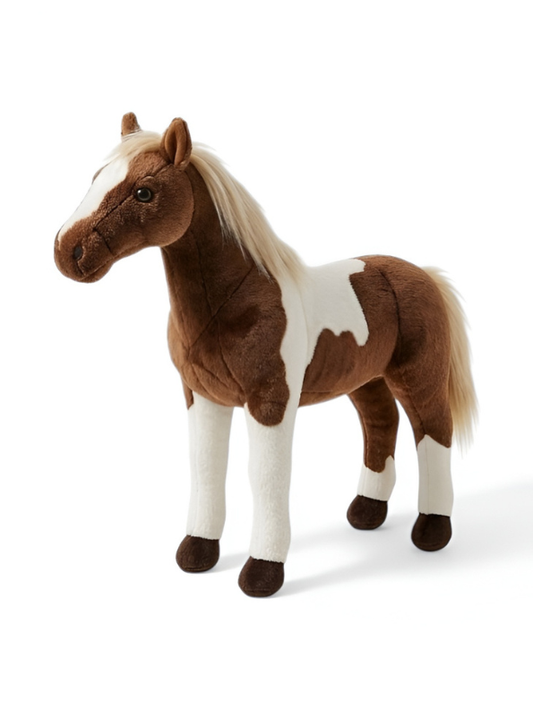 Horse Plush Toy – 55cm Realistic Paint Brown & White Spotted Pony Soft Stuffed Animal for Kids & Gifts ST14979