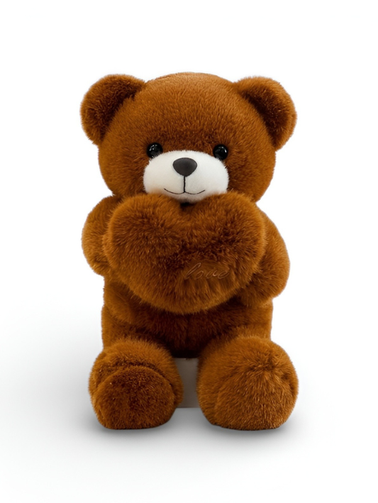 Luxury Handcrafted Brown Soft Blush Teddy Bear – 40CM Plush “Love” Heart Edition Stuffed Toy for Gifting, Baby Nursery Decor ST16266