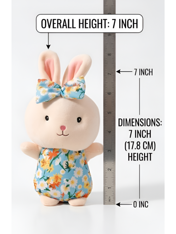 Bunny Toy with Floral Dress and Bow | 7-Inch Cute Plush Soft Stuffed Animal Rabbit for Toddlers ST11129