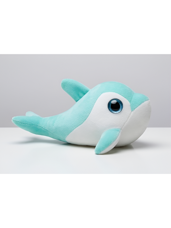 Dolphin Plush Toy - 7-Inch Cute Coral Blue Soft Stuffed Animal Marine Life Teddy Bear with Big Blue Glitter Eyes for Kids and Toddlers ST14658
