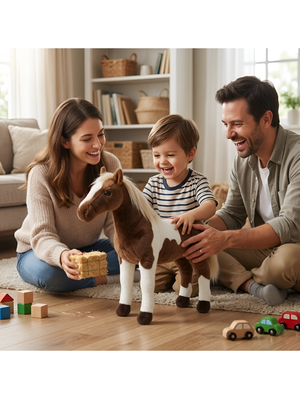 Horse Plush Toy – 55cm Realistic Paint Brown & White Spotted Pony Soft Stuffed Animal for Kids & Gifts ST14979