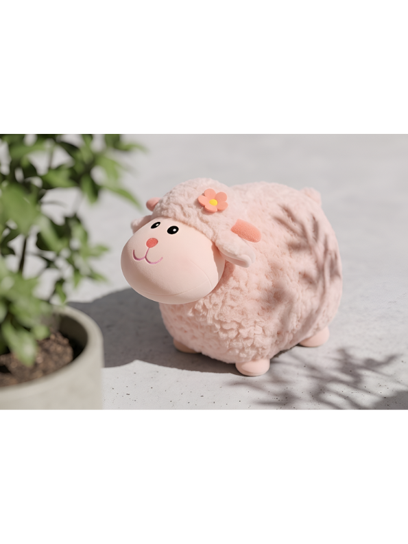 Sheep Plush Toy – 10-Inch Cute Pink Fluffy Lamb Soft Stuffed Animal with Flower Accent, Kawaii Lamb Pillow Plushie Gift for Kids and Toddlers ST11470