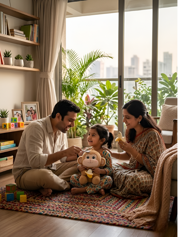 Monkey Plush Toy with Banana – 45cm Sitting Ultra-Soft Stuffed Animal for Kids, Cute Light Brown Nursery Décor, ST14463