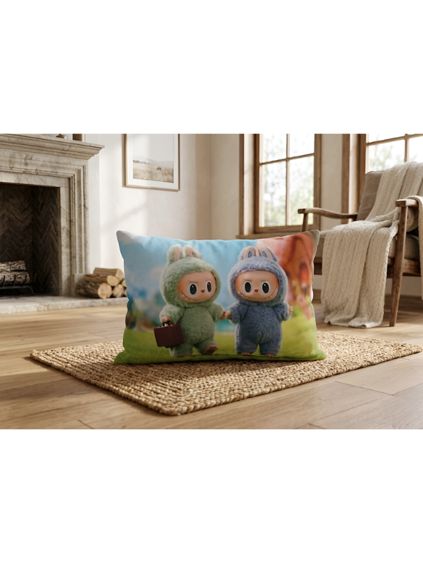 Labubu Monster Pillow Case – Plush Rabbit Costume Cushion | Pop Mart Inspired Soft Toy, Cute Decorative Throw Pillow, Perfect Gift for Labubu Fans ST11441