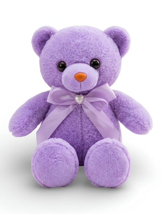 Teddy Bear Plush 8-Inch – Soft Stuffed Animal with Lavender Ribbon & Heart Charm | Cute Birthday Gift for Kids, Toddlers & Girls ST11106